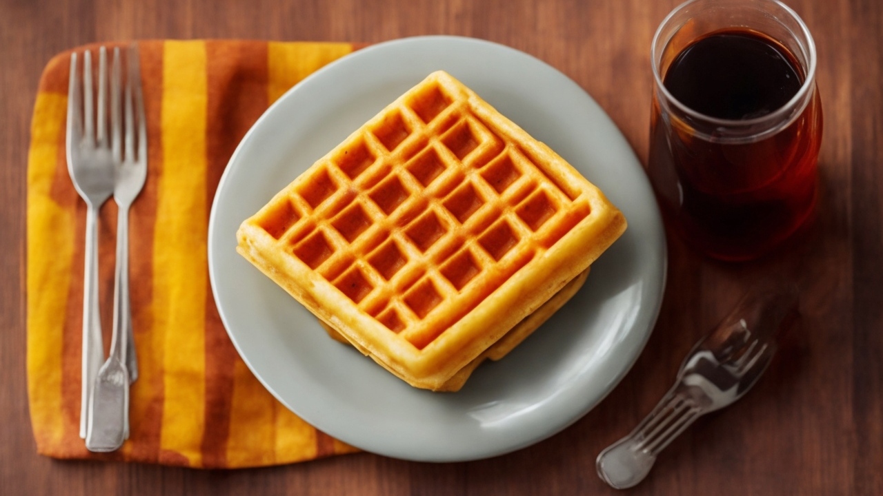 Аппетитная сладкая вафля лежит на тарелке