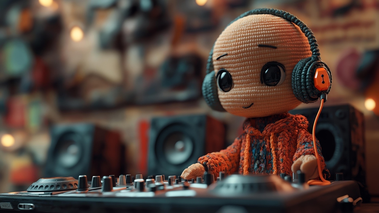 Вязаный диджей за пультом