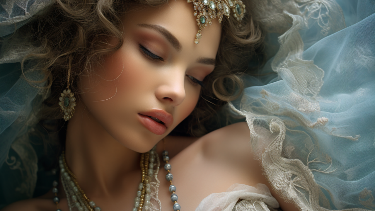 Красивая девушка принцесса с украшениями