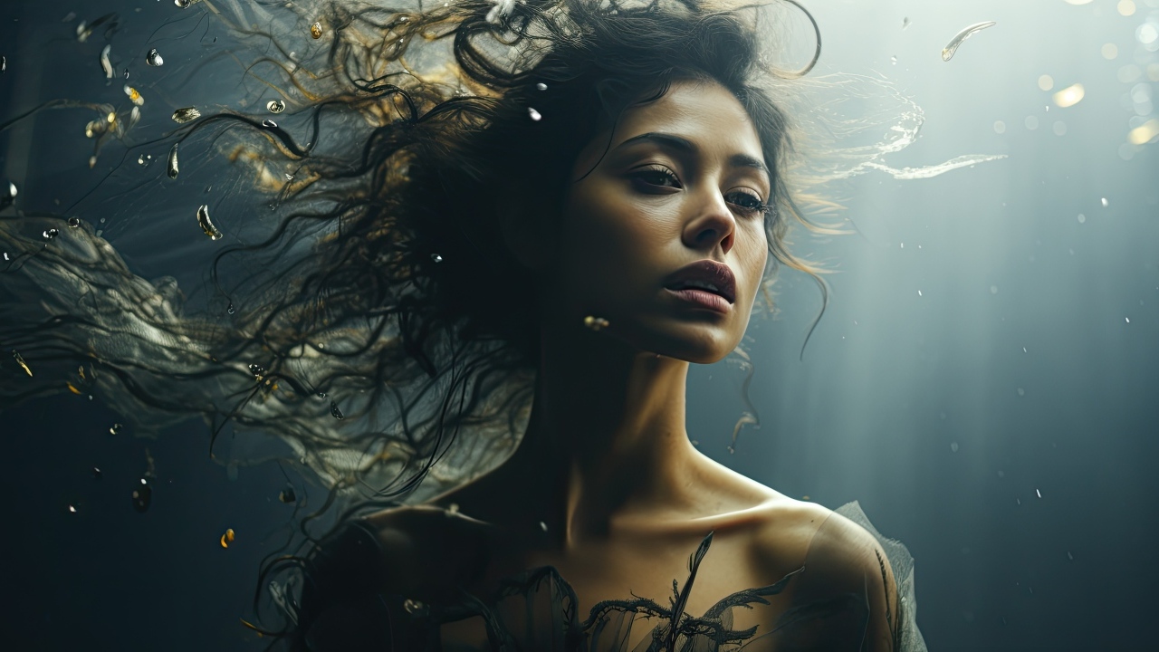 Ветер развивает волосы красивой девушки