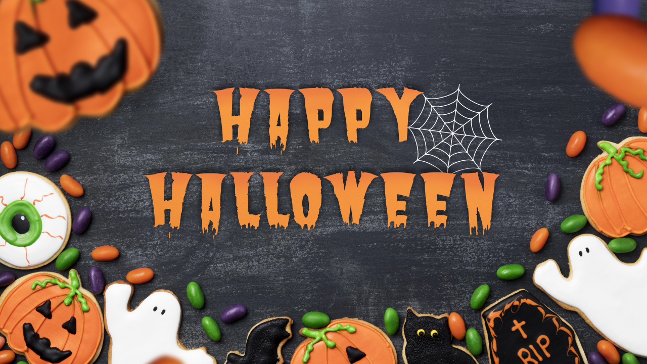 Поздравление на праздник Хэллоуин с надписью