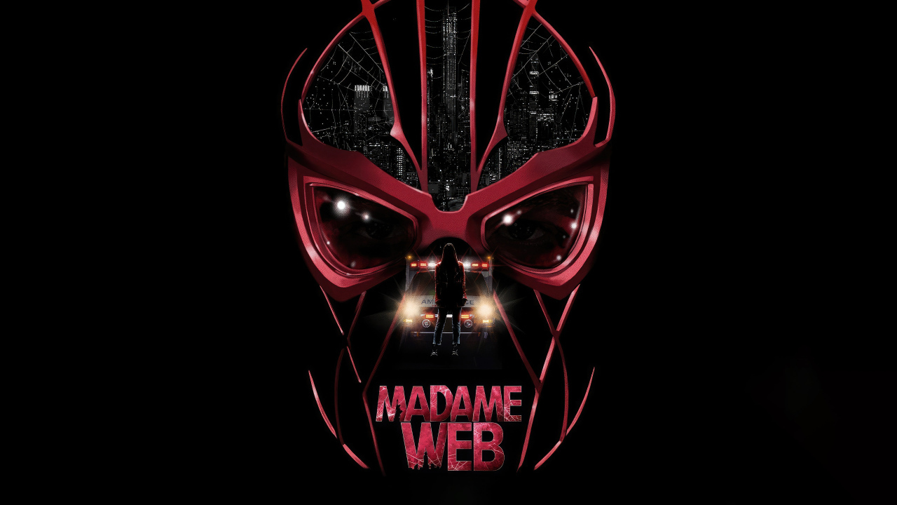 Череп на черном фоне, постер нового фильма Мадам Паутина