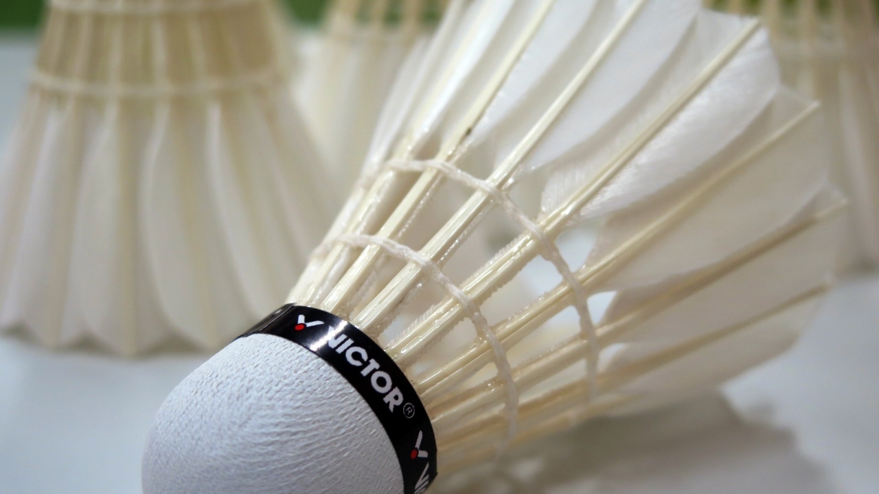 Волан для игры в бадминтон крупным планом