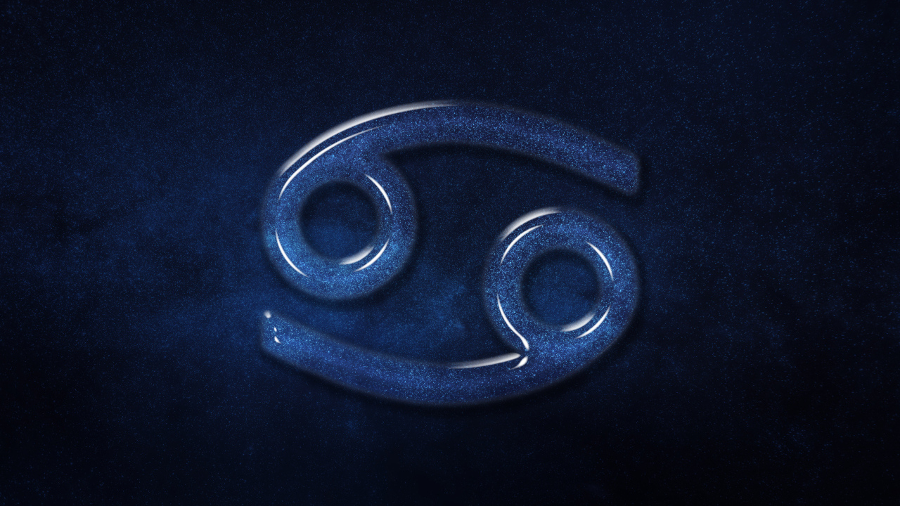 Синий блестящий знак зодиака рак