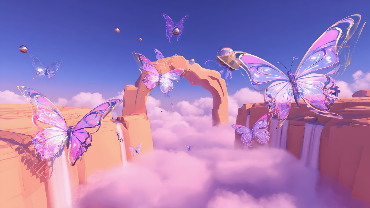 Абстрактные бабочки в облаках