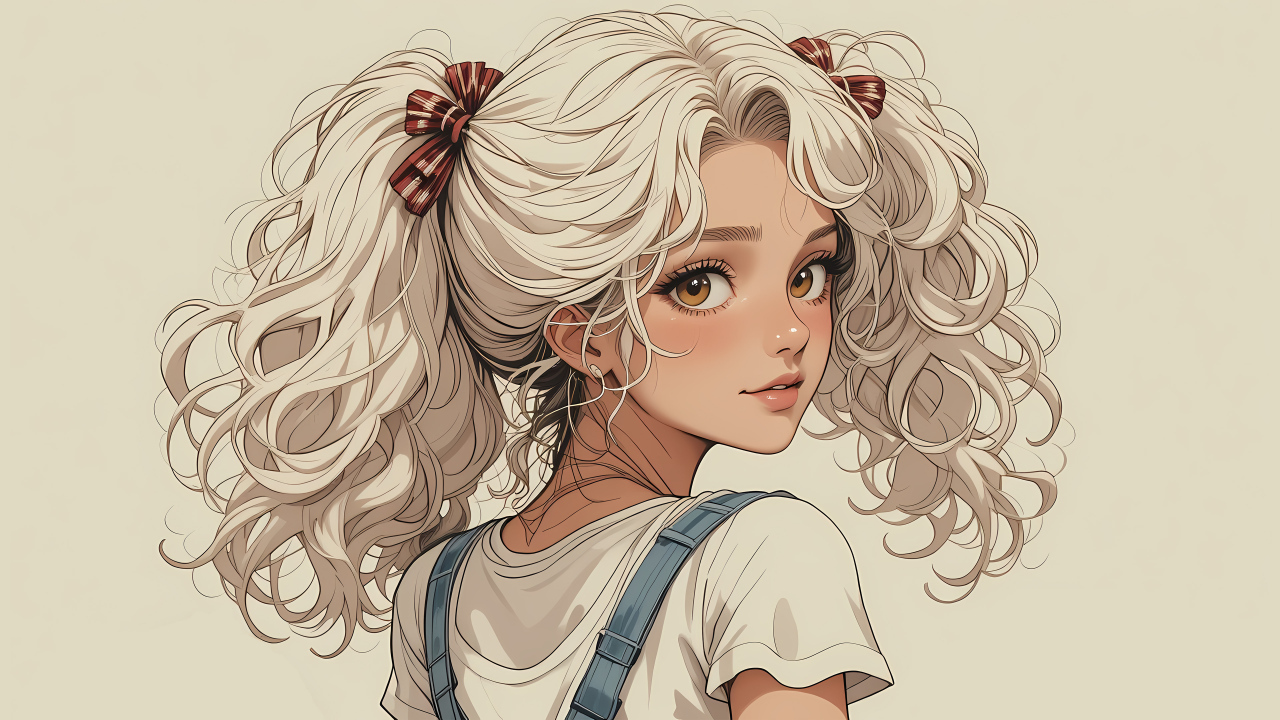 Девушка аниме с белыми волосами