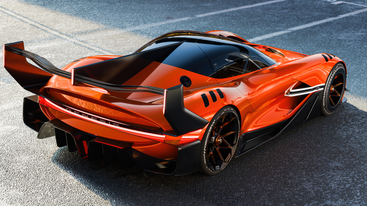 Вид сзади на спортивный автомобиль Genesis X Gran Racer VGT Concept 2024  года