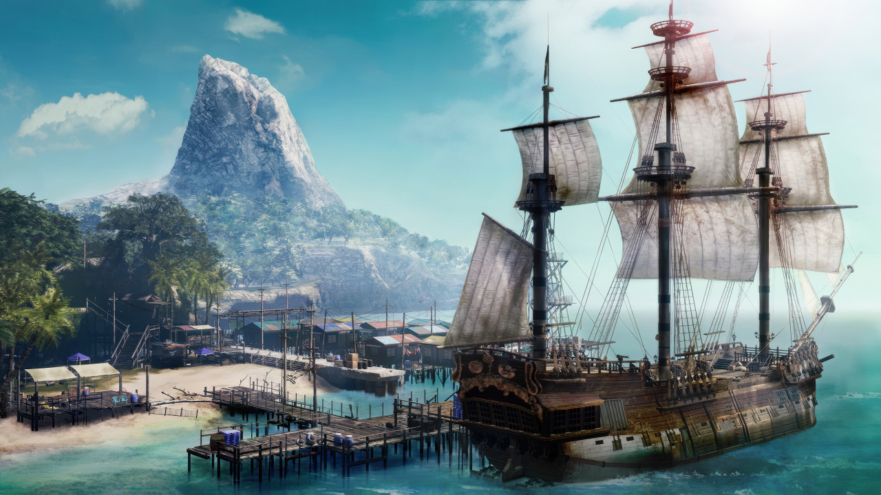 Большой пиратский корабль в компьютерной игре Like a Dragon: Pirate Yakuza in Hawaii