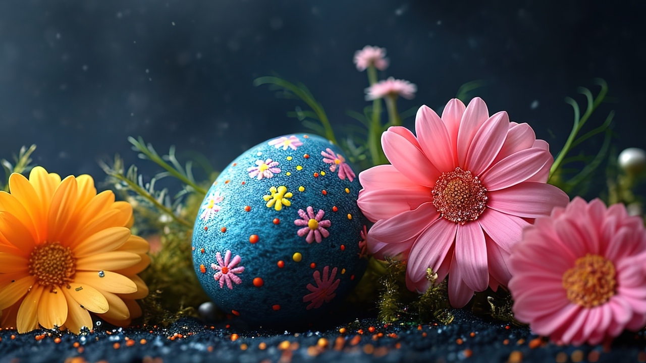 Пасхальное яйцо с цветами герберы