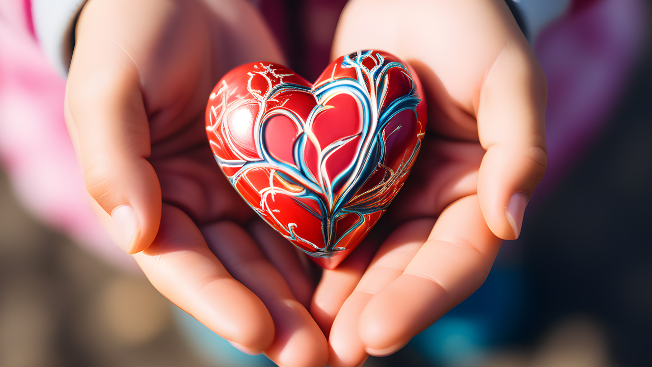 Красивое сердце с узором в руках