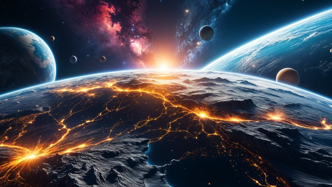 Вспышки на планете Земля вид с космоса