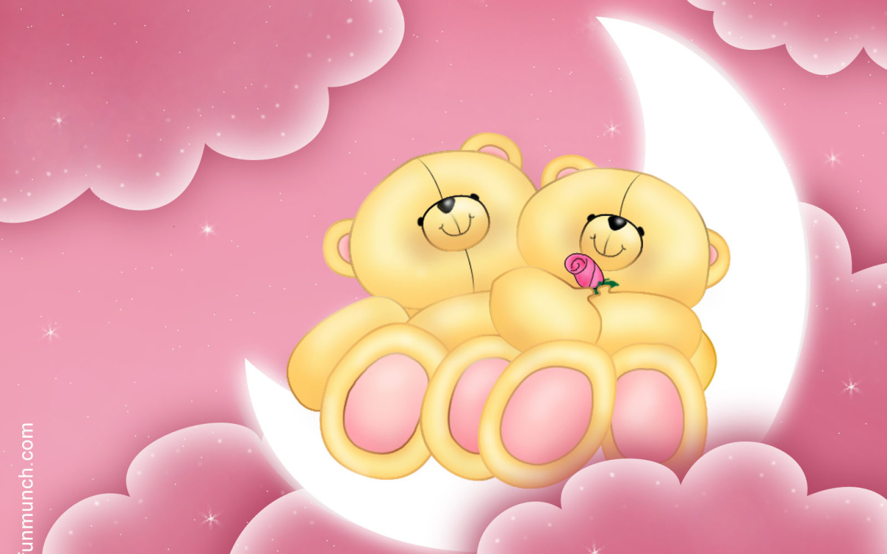 Мишки на луне День Святого Валентина