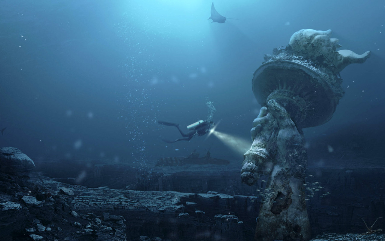Statue of underwater freedom