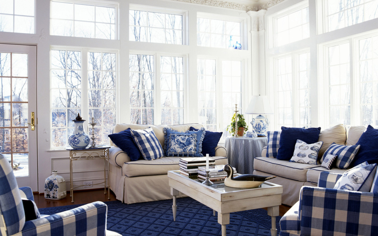 Интерьер зала / Клетчатый декор