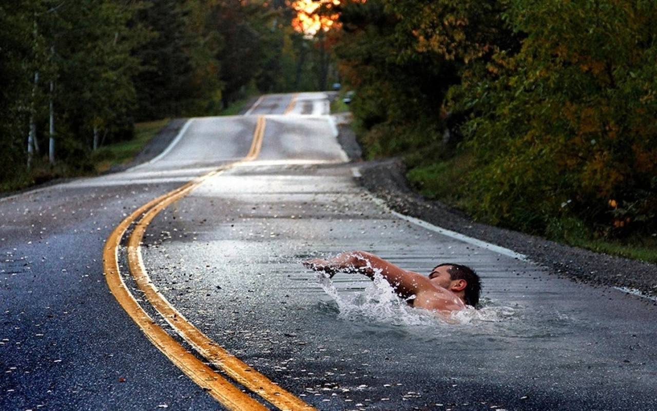 Заплыв по дороге