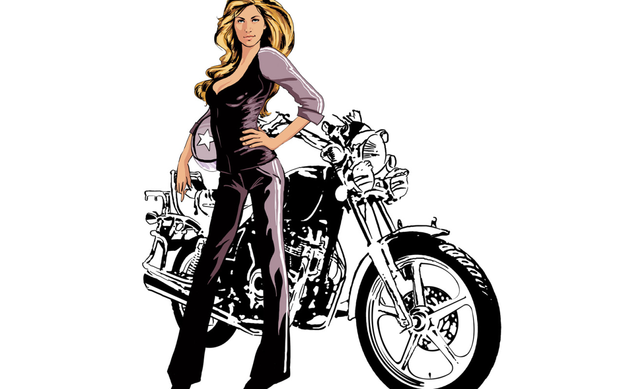 Девушка и Харлей