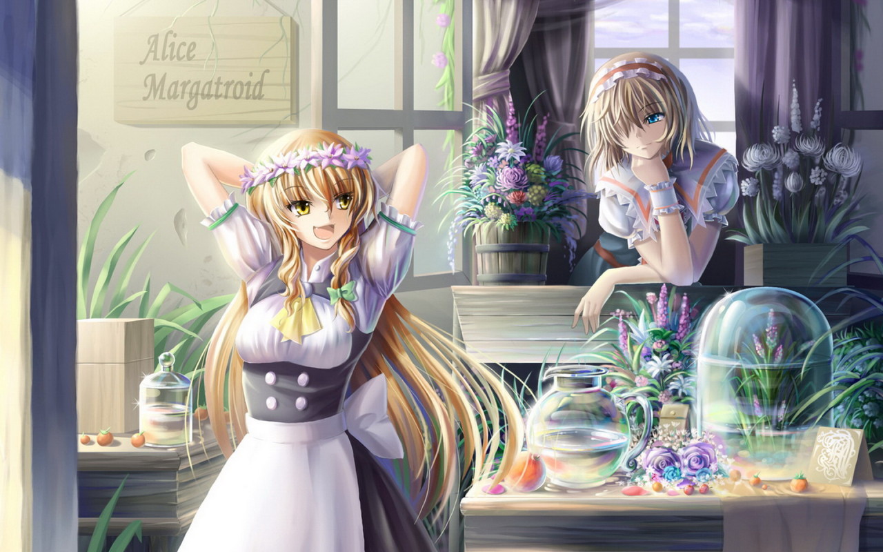 Девчонки в цветочном магазине