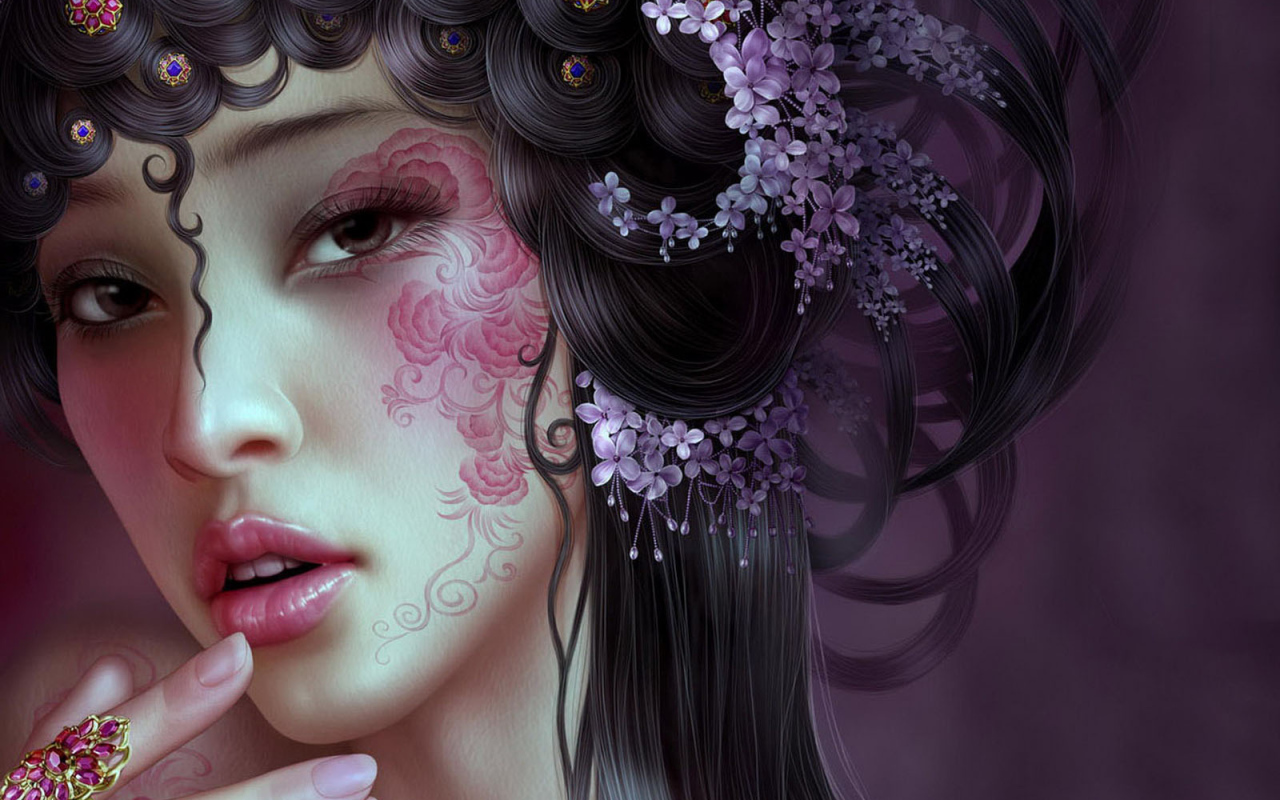 Девушка с узором на лице