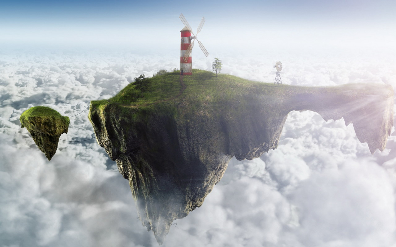 Ветреная мельница на висячем острове