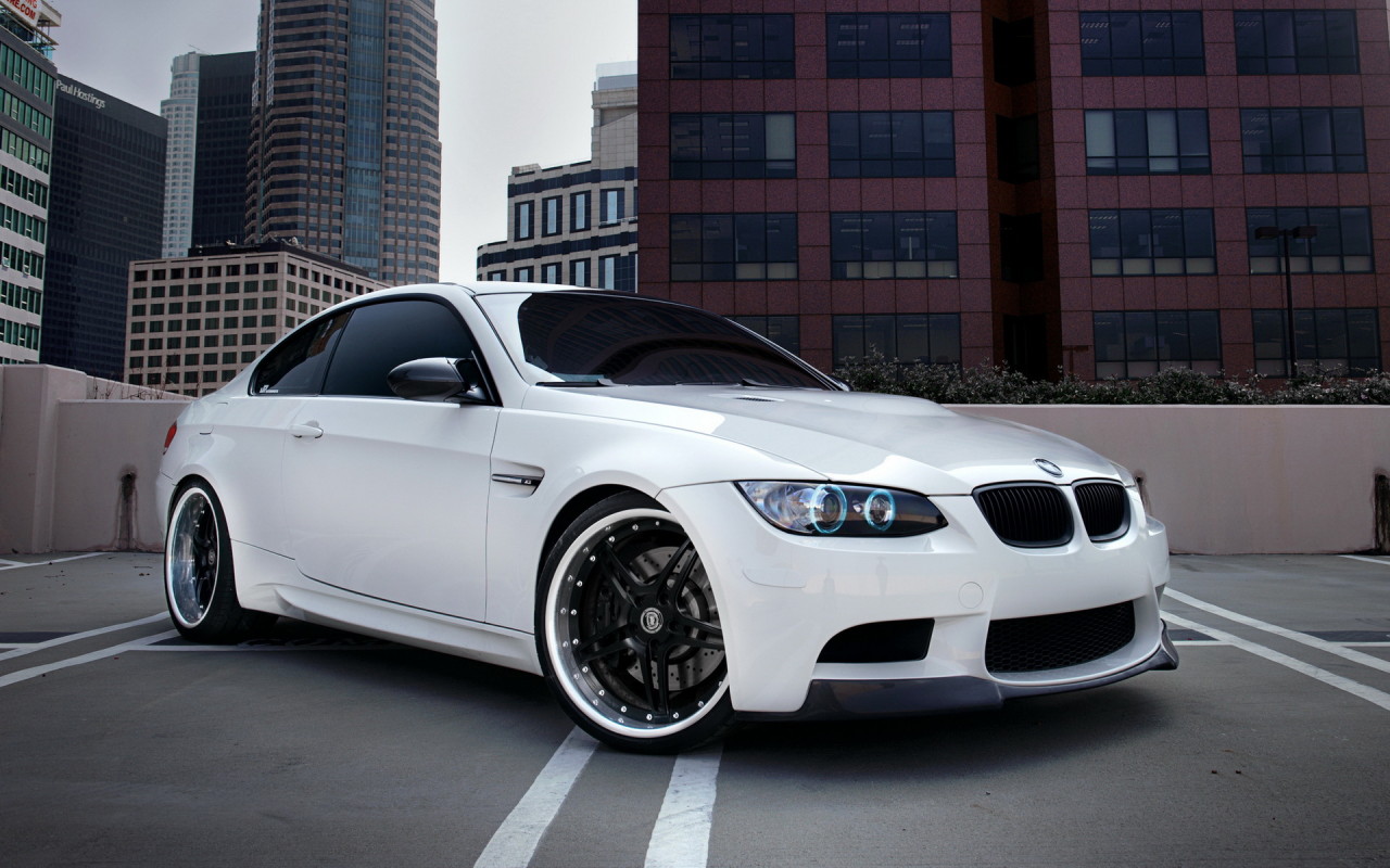 white BMW Coupe