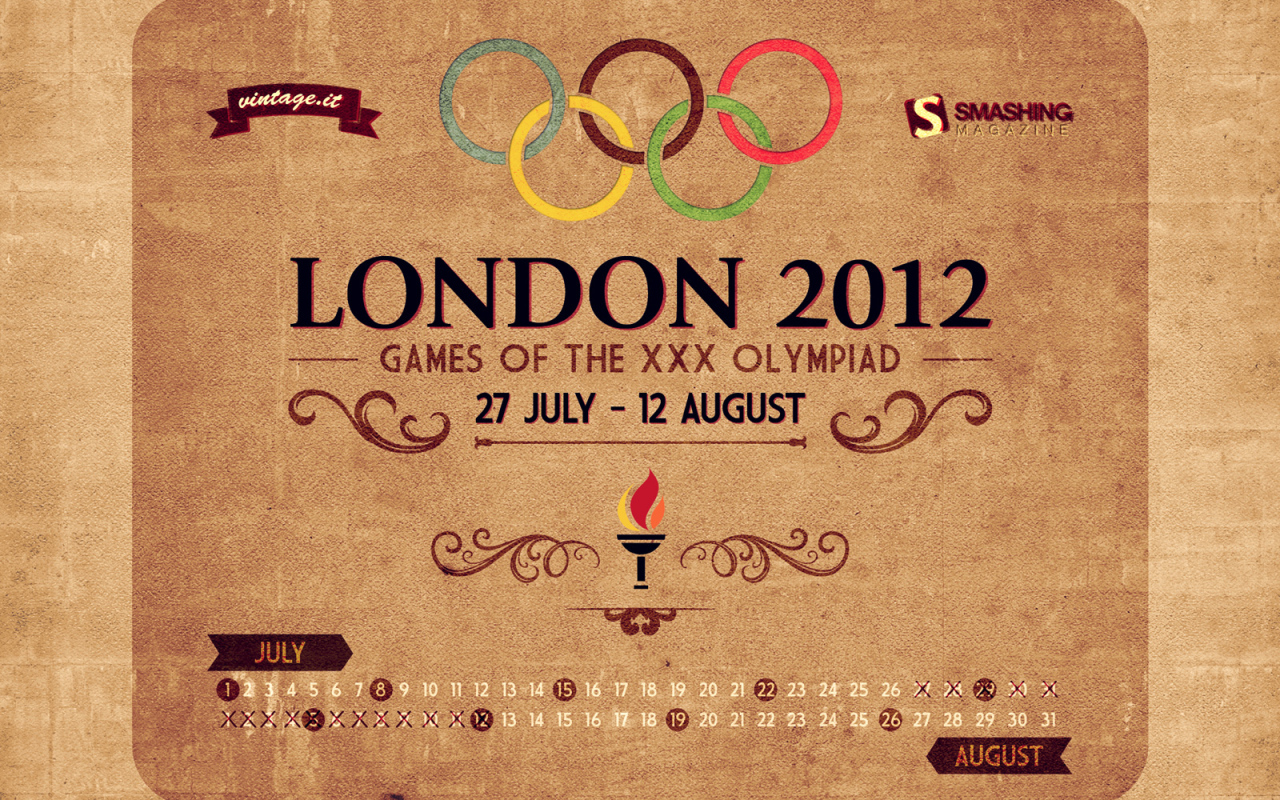 Лондон 2012 Винтажный календарь