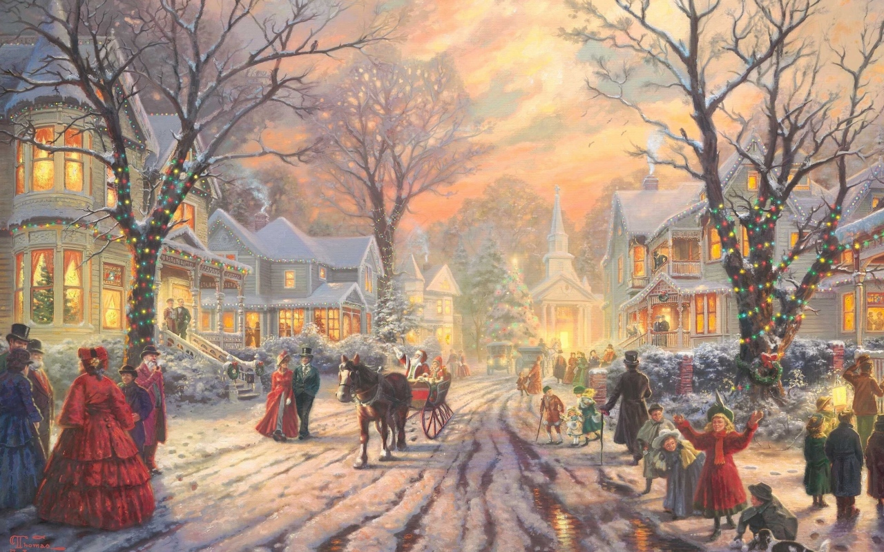 Празднование Рождества в городе