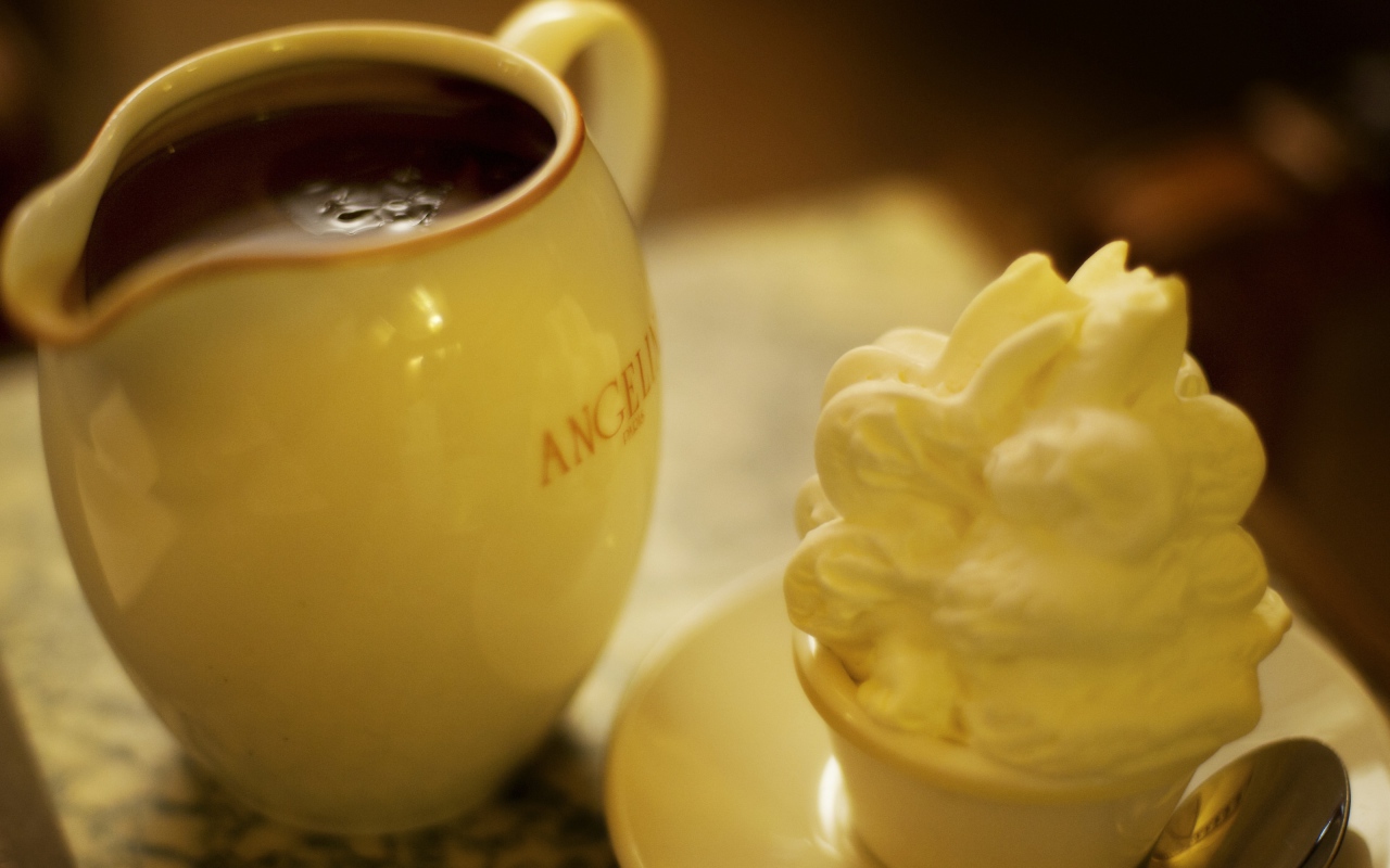 Горячий шоколад и пирожное