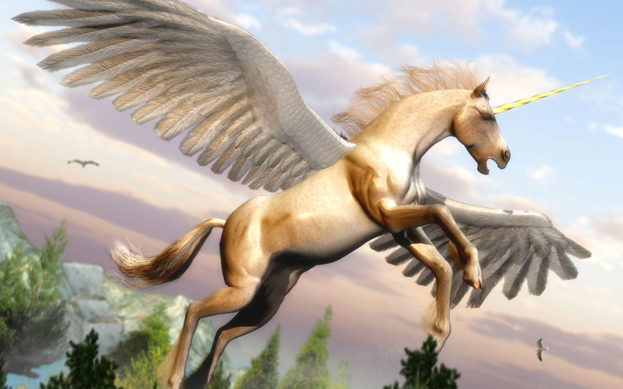 Лошадь с рогом и крыльями