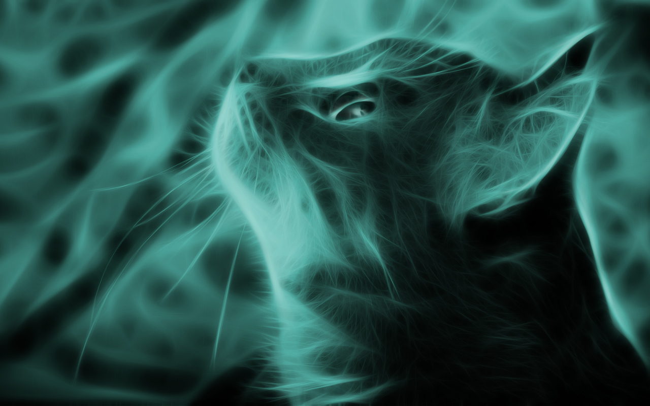 Кошка в зеленом тоне