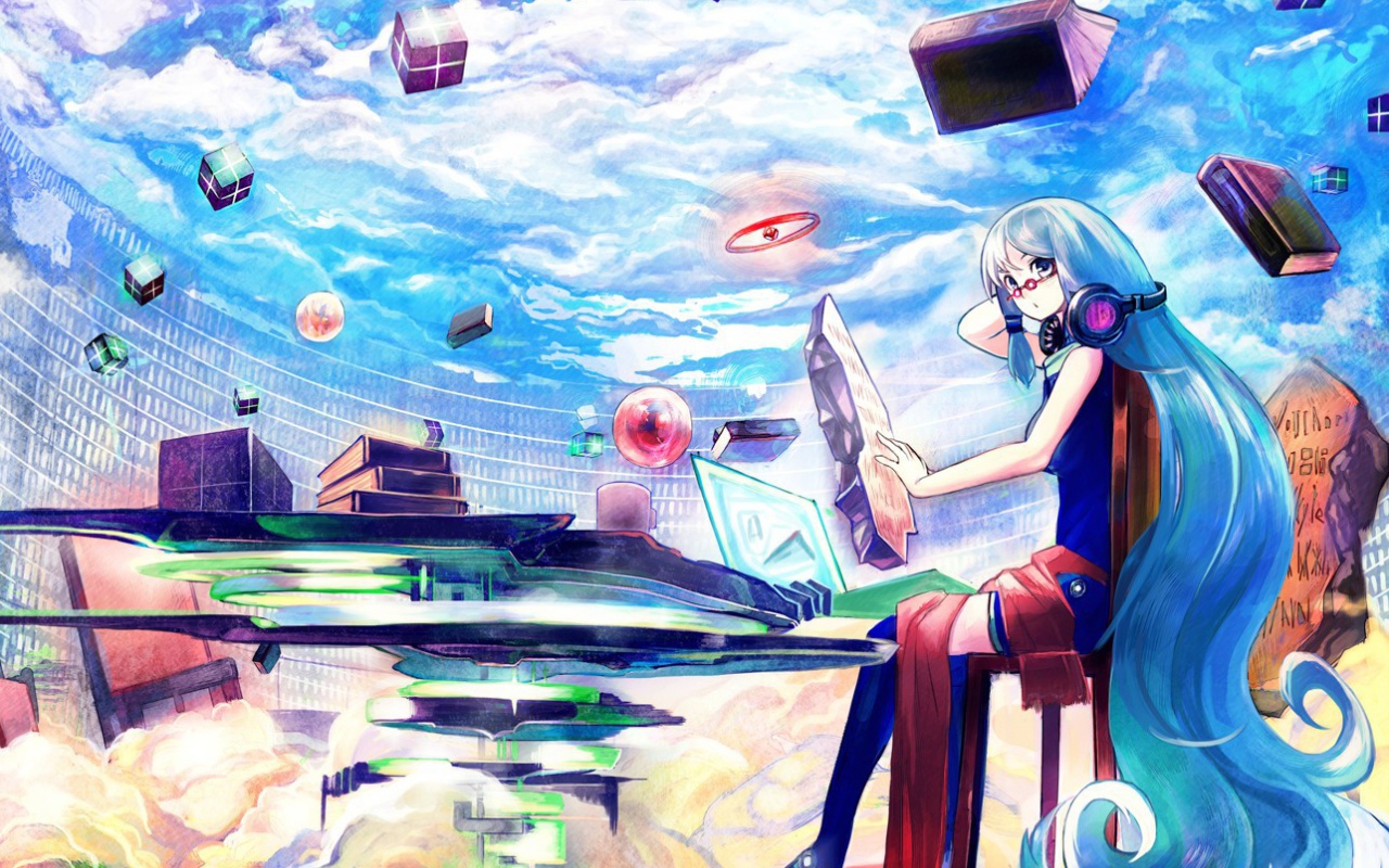 Девушка с голубыми волосами и летающие книги