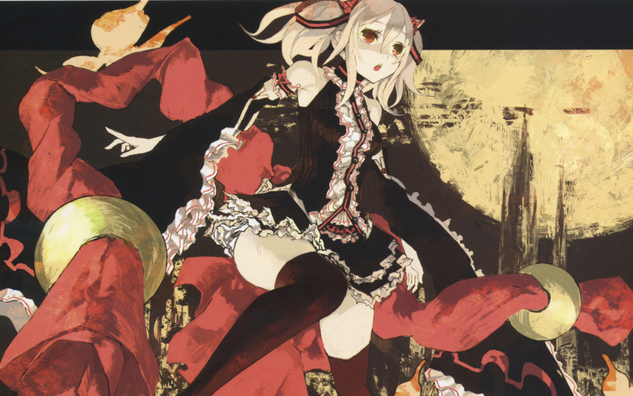 Аниме девушка в черном платье