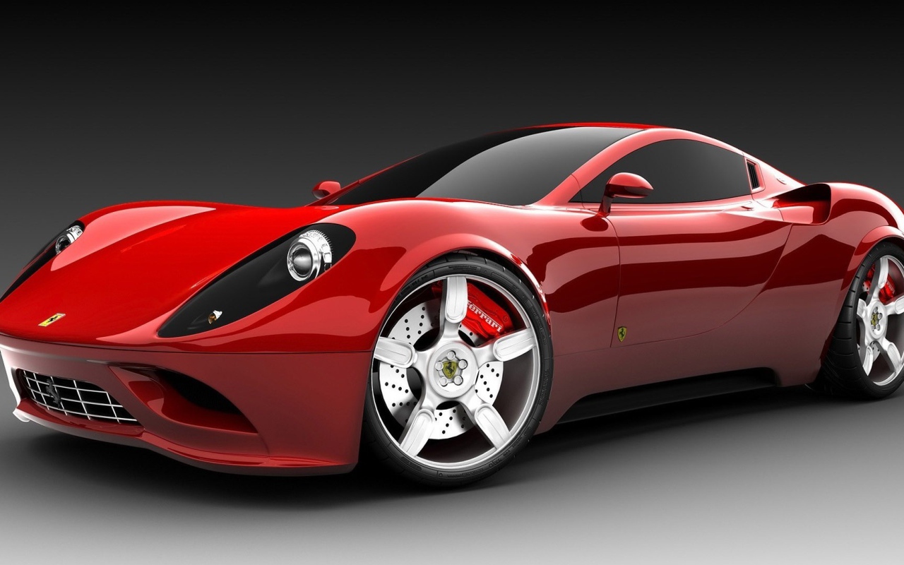 Красный спортивный автомобиль с белыми колесами