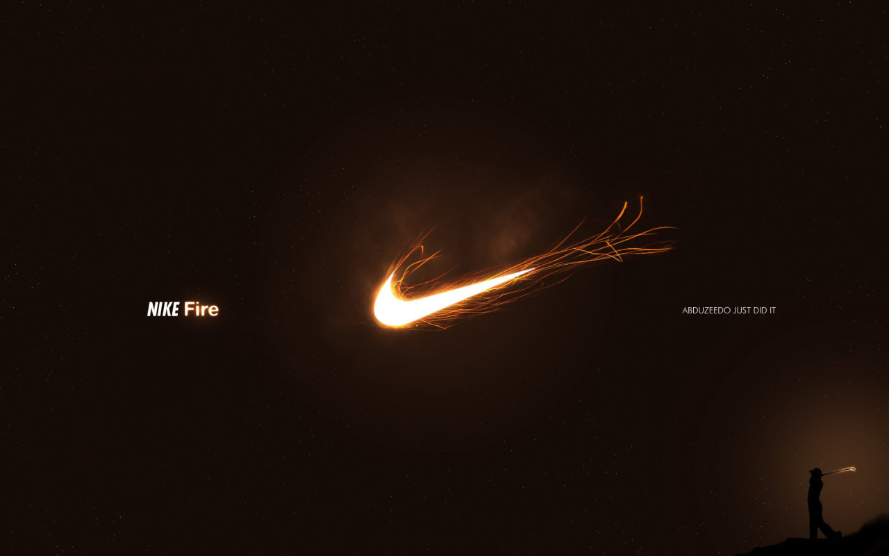 Nike логотип в огне