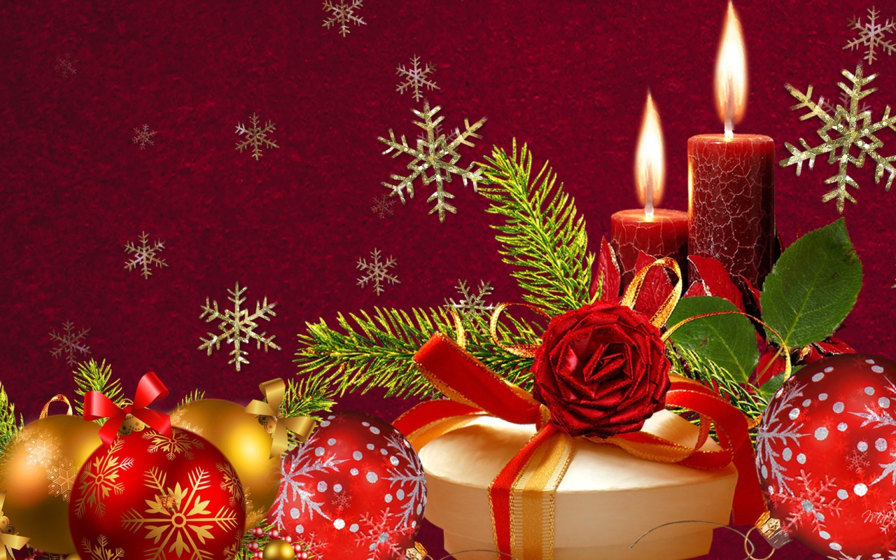 Красивая картинка в красных цветах на рождество