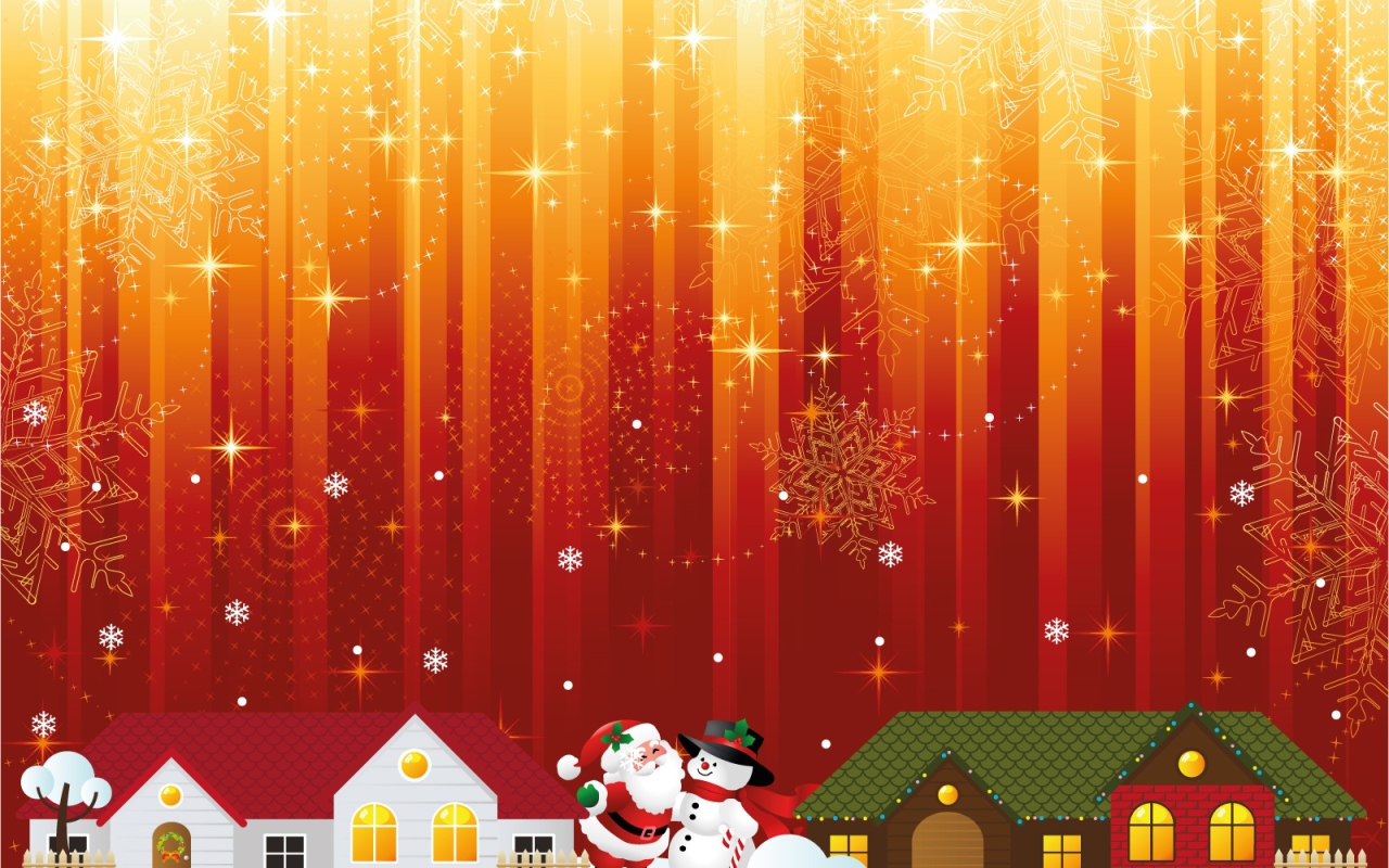 Дед Мороз и снеговик обнимаются на рождество