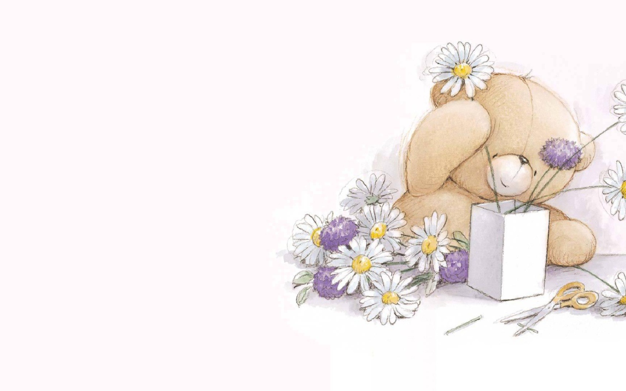 Мишка с цветами