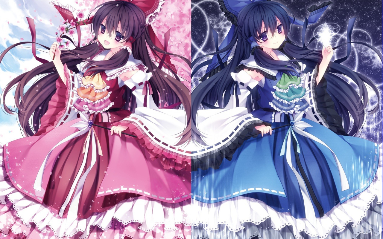 Девочки в розовом и синем платье