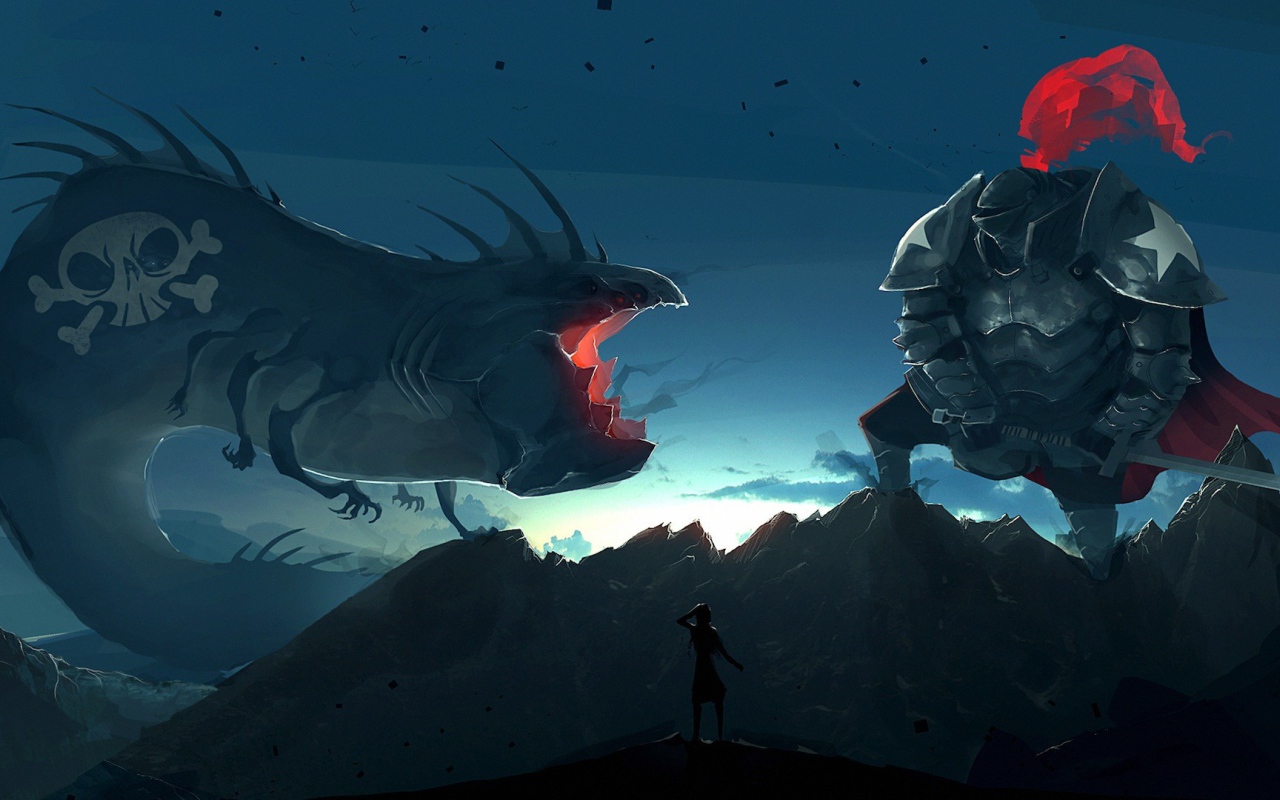 Битва великана с монстром