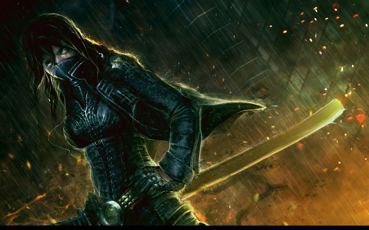 Рисунок девушка с мечем