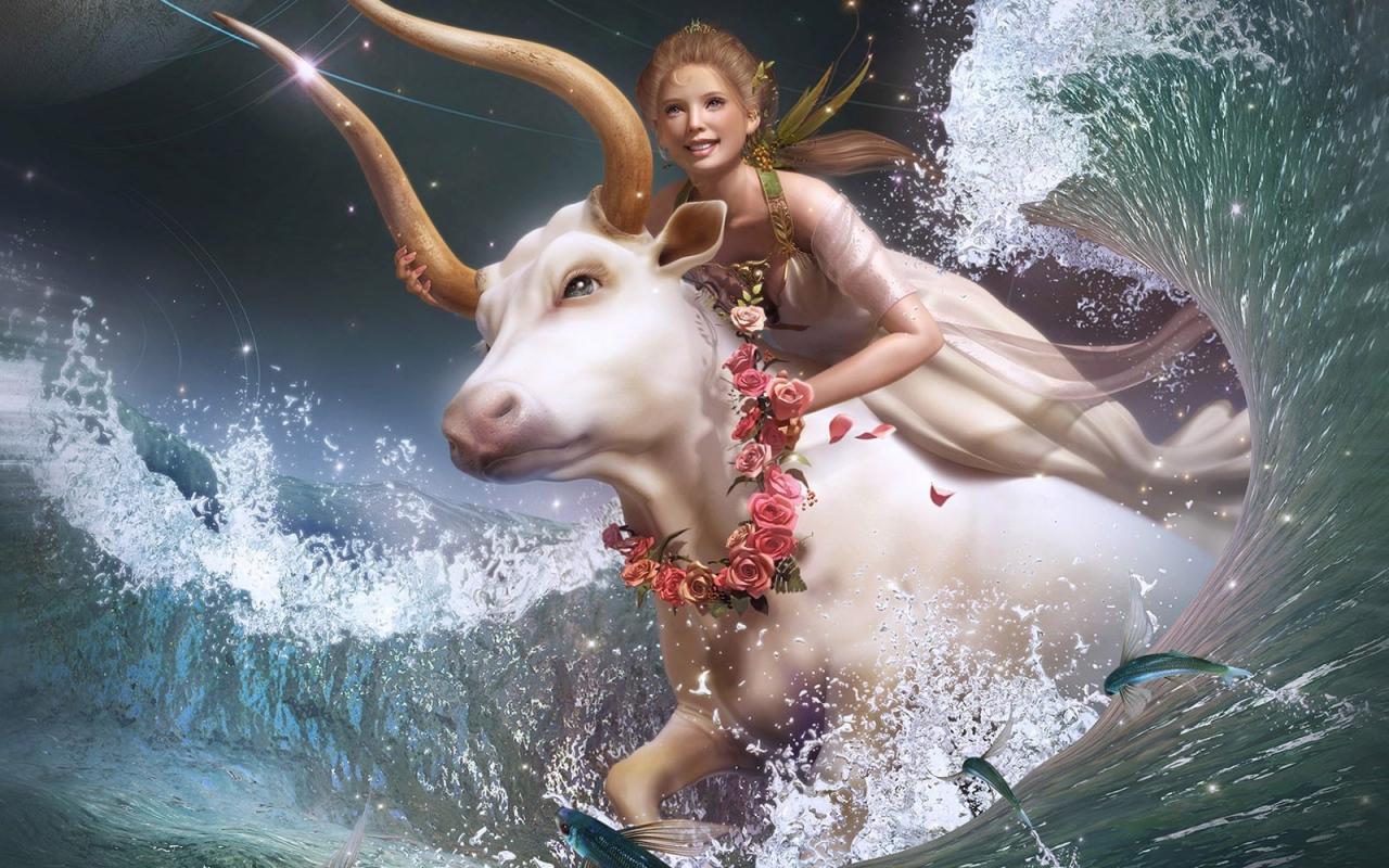 Девушка на белой корове