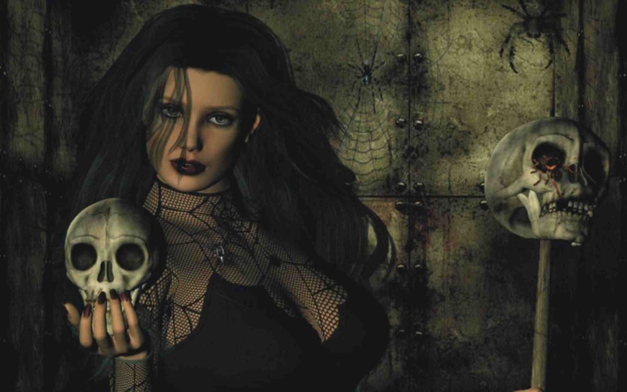 Девушка с черепом