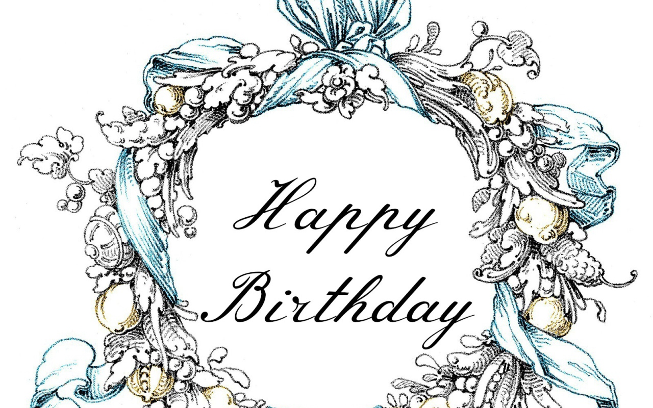 Поздравительная картинка на день рождения, белый фон