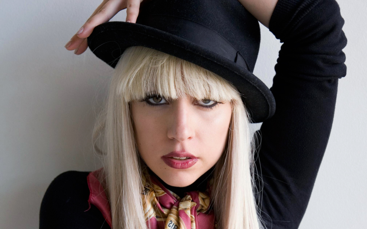 Outrageous singer Lady Gaga wearing a hat