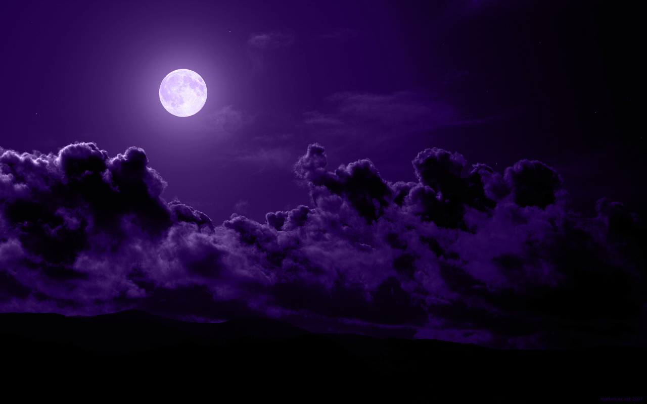 The moon on the purple sky