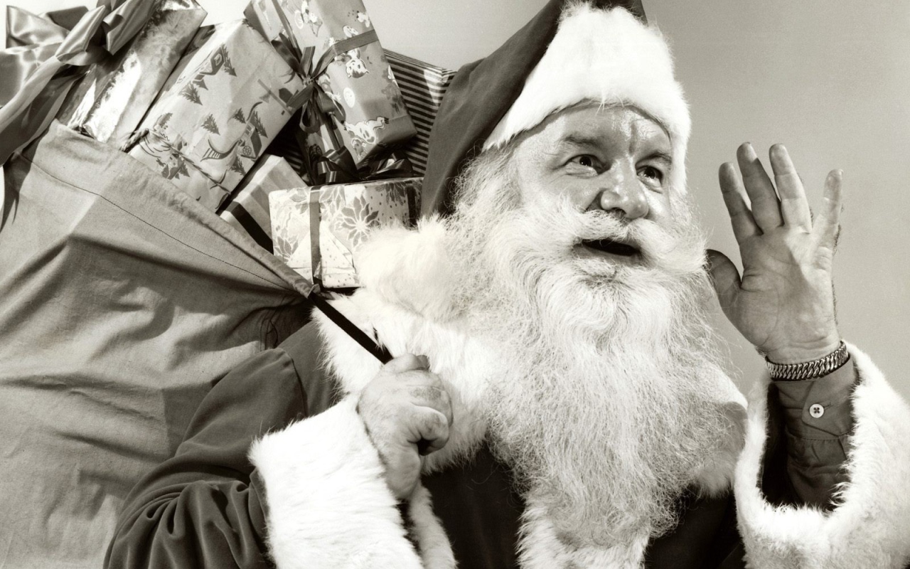 Черно белый Санта клаус