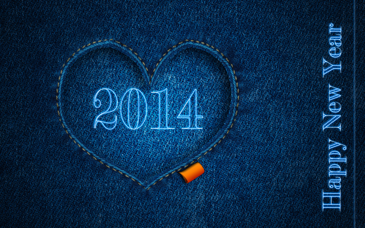 Счастливого Нового Года 2014, яркий синий фон