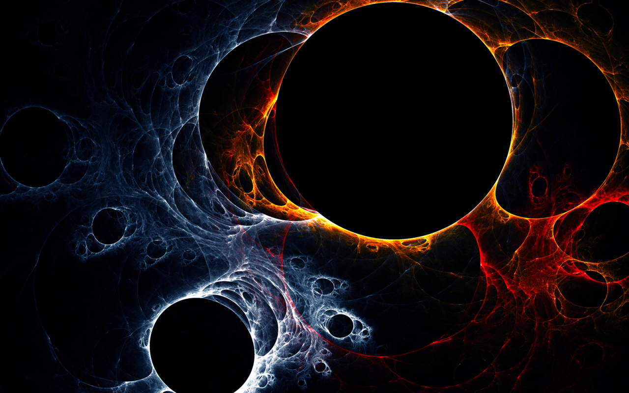 Черные круги с огнем