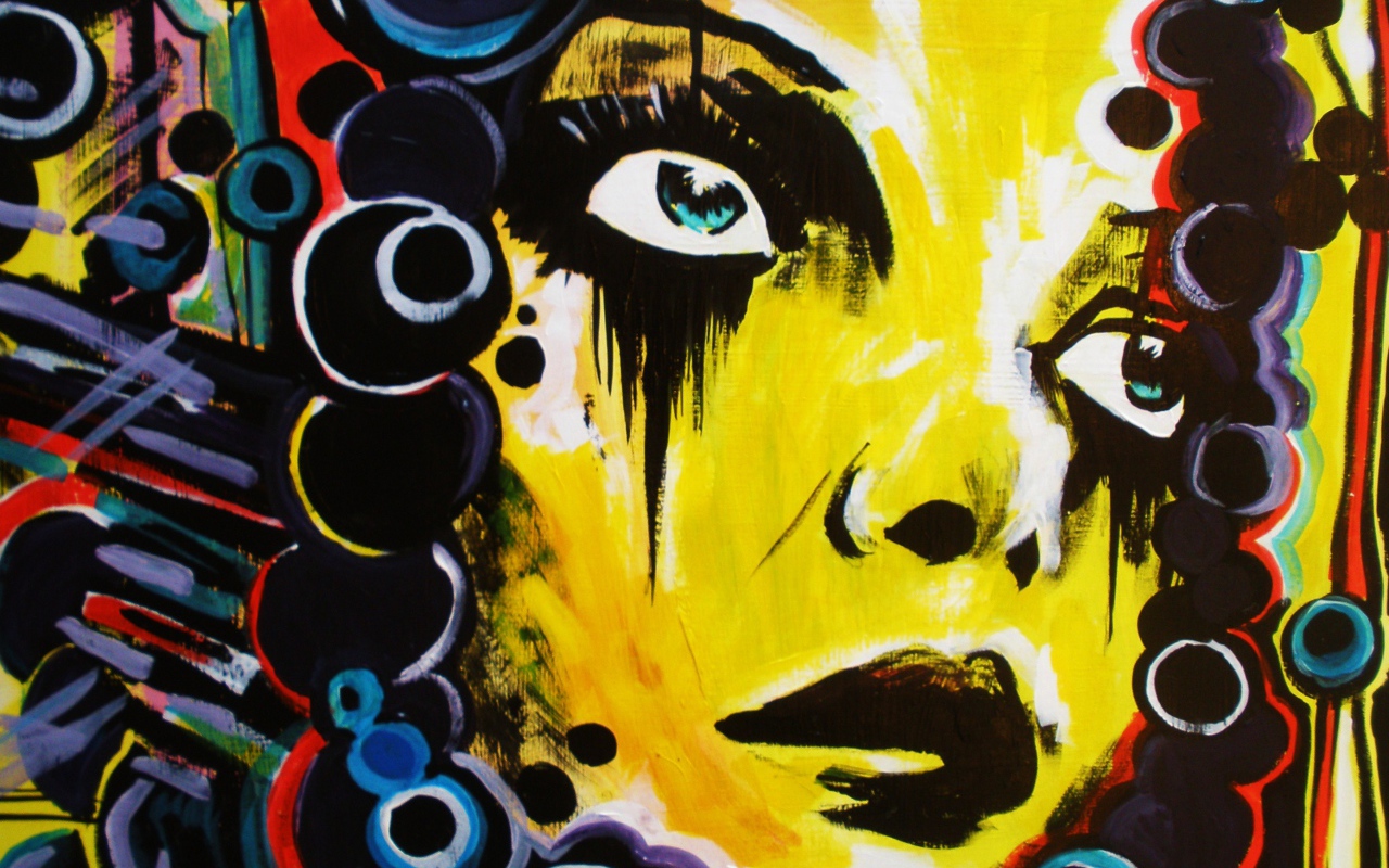 Яркое граффити, лицо девушки