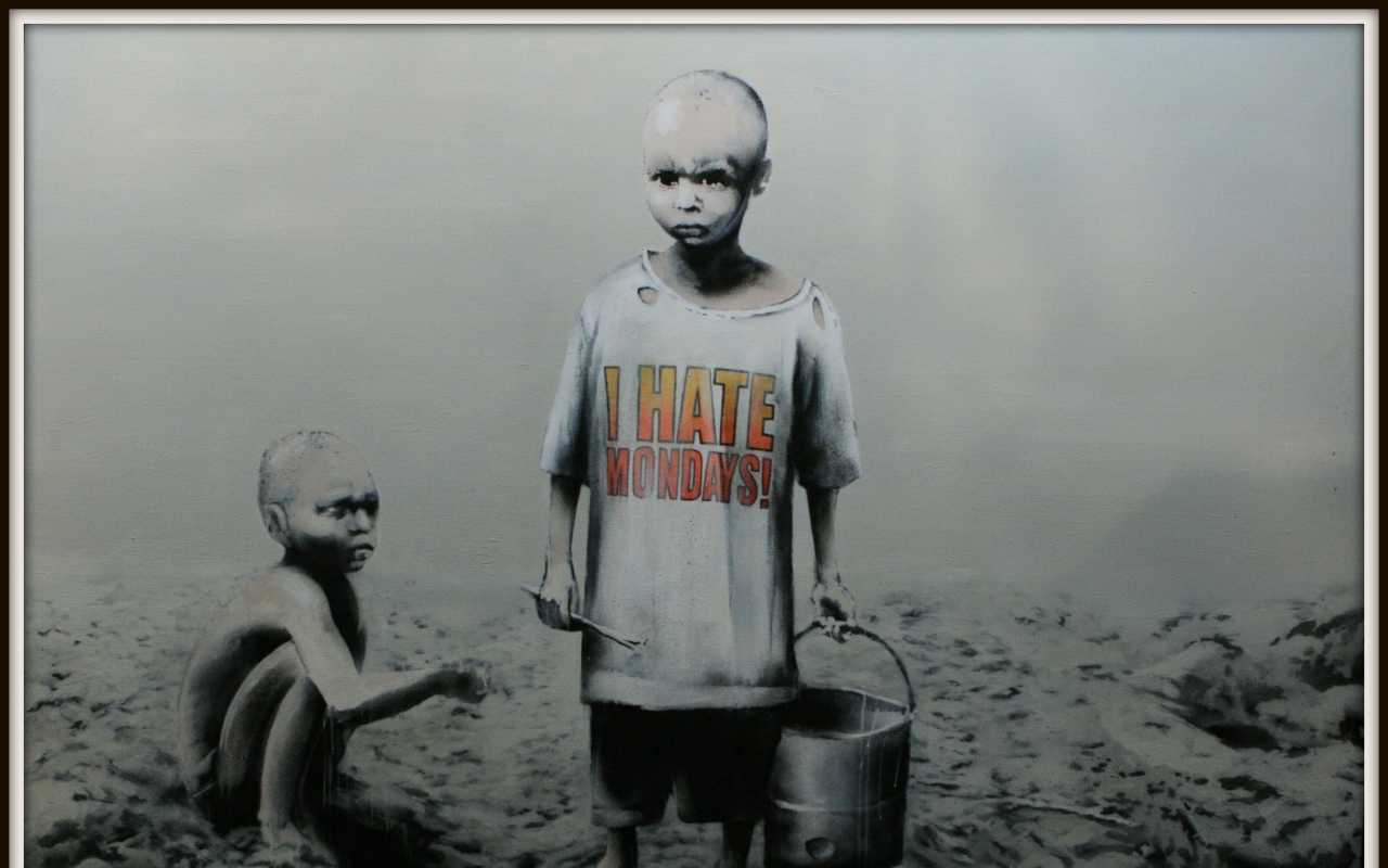 Граффити, ненавижу понедельники, художник Бэнкси