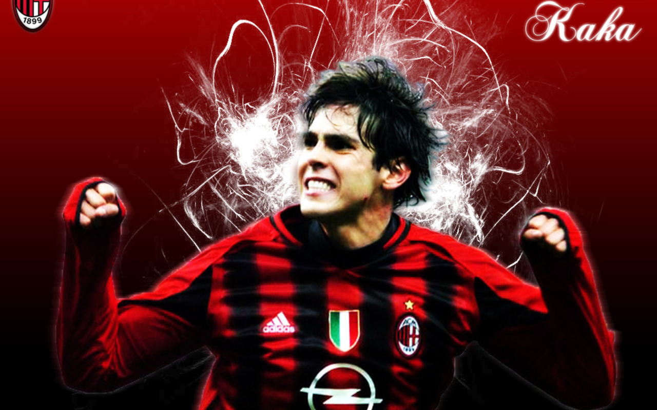 Милан Кака на красном фоне